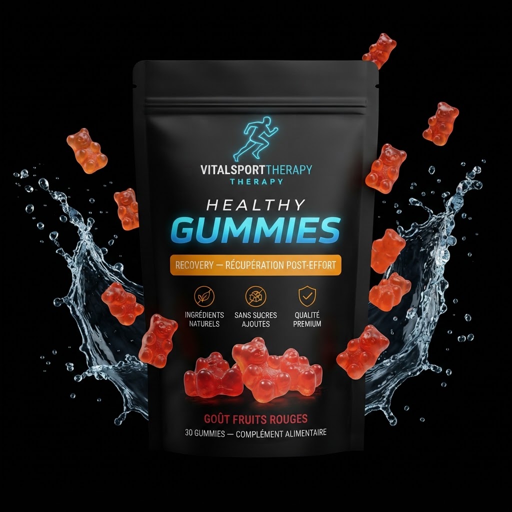 Sachet noir VitalSport Therapy Healthy Gummies Recovery goût fruits rouges